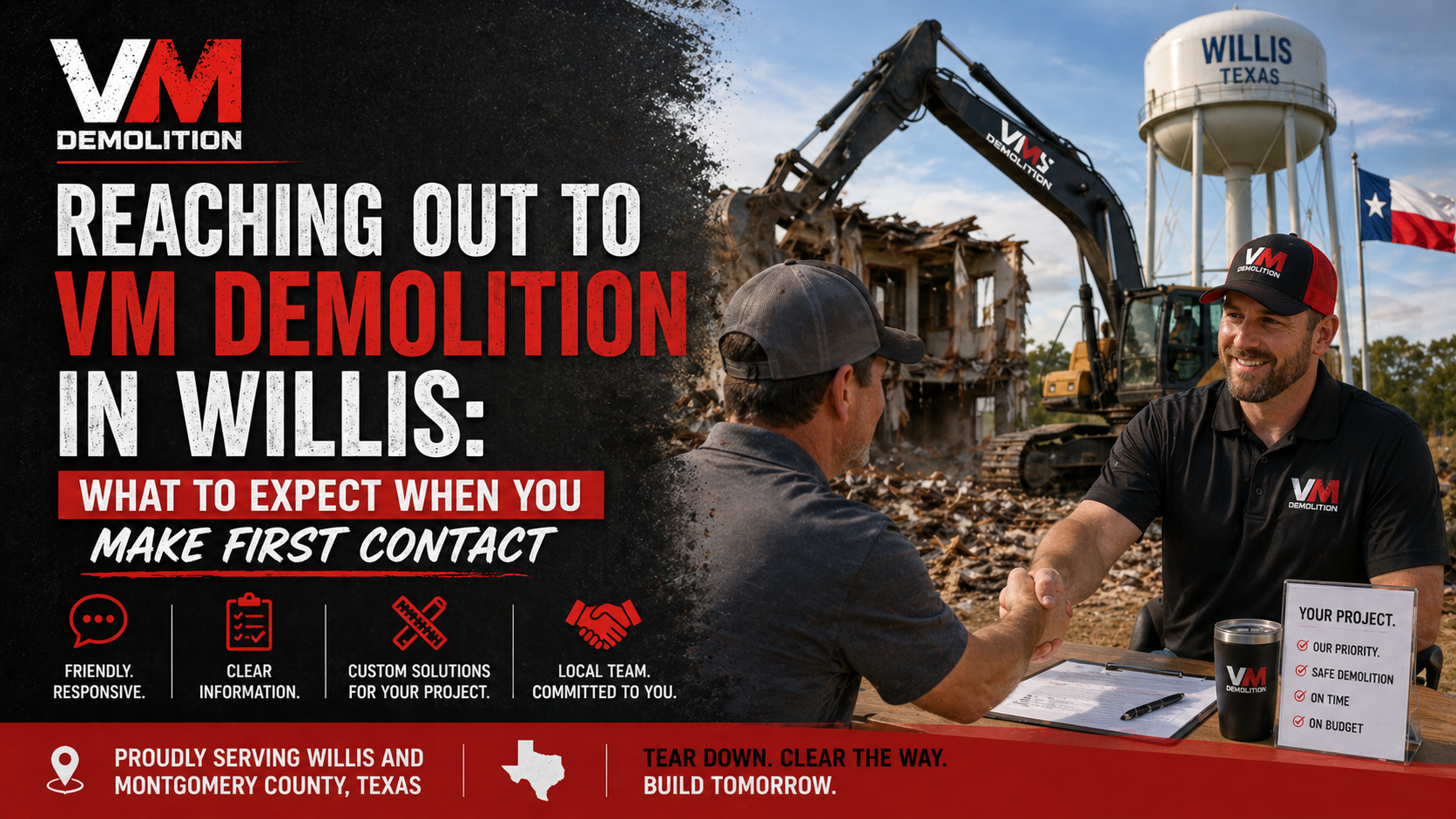 Reaching Out to VM Demolition in Willis: What to Expect When You Make First Contact